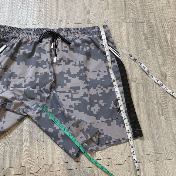 Spyder Active Shorts Mens XL Extra Large Grey Camo Drawstring Tie Elastic Waist - Picture 5 of 10